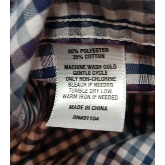 Mens Saddlebred Short Sleeve Button Down Medium Shirt Checkered Blue - Picture 5 of 5